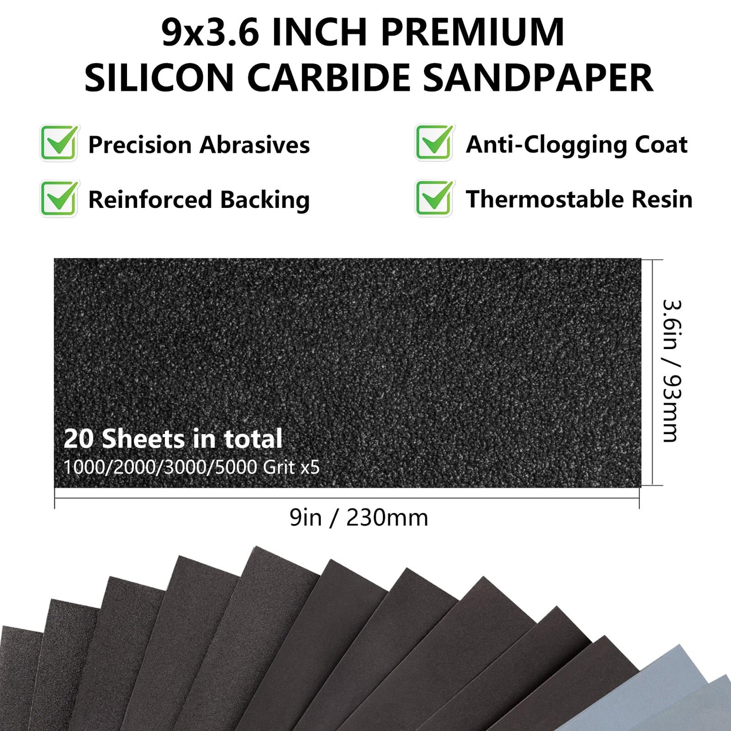 Sandpaper 10000 Grit, Wet Dry Sanding Sheets 9 x 3.6 Inchfor Wood Furniture Finishing, Metal Sanding and Automotive Polishing,14 -Sheet