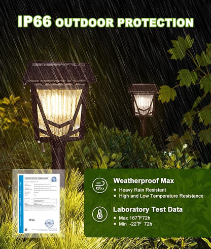 Solar Pathway Lights Outdoor, 6 Pack IP66 Waterproof Garden Solar Lights, 1500mAh Auto On/Off Yard Landscape Walkway Lighting, Brown