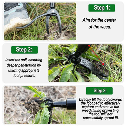 KINFIDTOW 58" Stand Up Weed Puller Tool with Long Handle, 2 in 1 Manual Weeder & Garden Hoe, 4-Claw Steel Head Weed Remover with Gloves for Yard Lawn Patio Garden