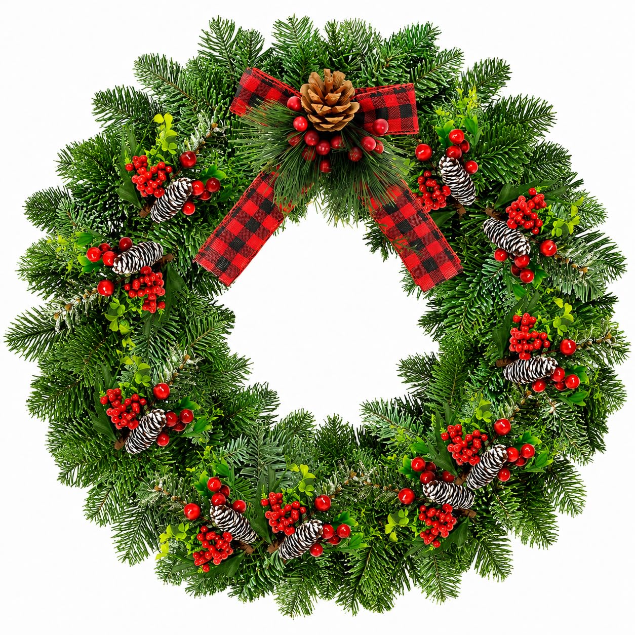 Christmas Floral Picks Set of 10, Snow Tipped Pinecone Greenery Picks with Red Berries, 9 Inch Bendable Stems - Wreaths Garland Christmas Tree Centerpieces Floral Arrangements & Crafts