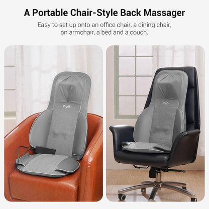 Mynt FSA HSA Eligible 3D Shiatsu Neck and Back Massager for Chair with 10 Deep Kneading Nodes, Adjustable Gray Back Massage with Heat, Portable Massage Chair Pad, Gifts for Father Day