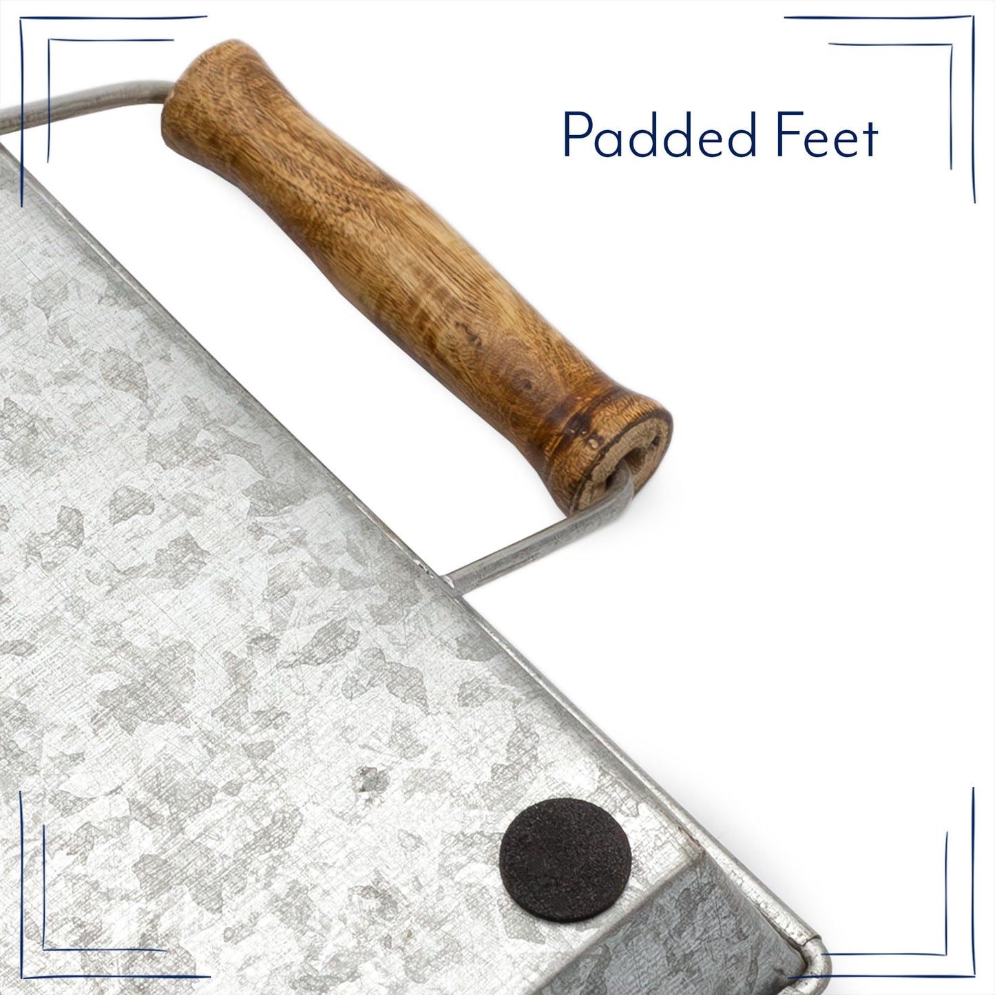 AuldHome Design Galvanized Farmhouse Trays (Set of 2, Small & Medium); Farmhouse Decor Rectangular Trays w/Handles