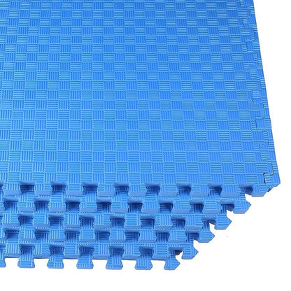 BalanceFrom 1" Extra Thick Puzzle Exercise Mat with EVA Foam Interlocking Tiles for MMA, Exercise, Gymnastics and Home Gym Protective Flooring (Blue)