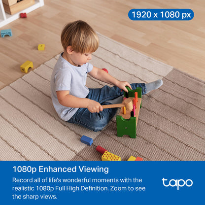 Tapo by TP-Link Pan/Tilt Security Camera for Baby Monitor, Pet Camera w/Motion Detection, 1080P, 2-Way Audio, Night Vision, Cloud & SD Card Storage, Works with Alexa & Google Home, Black (Tapo C201)