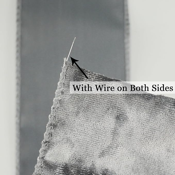 MEEDEE Silver Velvet Ribbon - 2.5 Inch Wired Velvet Crushed Silver Christmas Ribbon, 10 Yards for Tree Decoration, Wreath Supplies, Crafts Bow Making