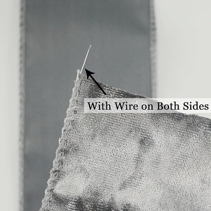 MEEDEE Silver Velvet Ribbon - 2.5 Inch Wired Velvet Crushed Silver Christmas Ribbon, 10 Yards for Tree Decoration, Wreath Supplies, Crafts Bow Making