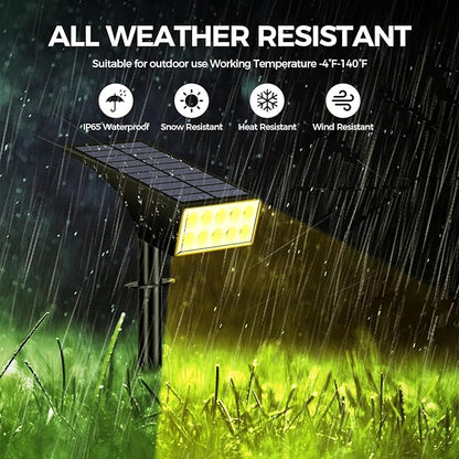 Solar Spot Lights Outdoor Waterproof IP65, Bright LEDs Solar Landscape Lighting for Outside Garden Yard, Solar Powered Spotlights for Accent Uplighting Backyard Statue Palm Tree, 2 Pack/Warm