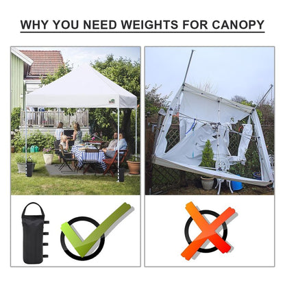 Eurmax USA 125LBS 4-Pack Universal Canopy Weights, Secure Wind Protection to Prevent Tipping, Easy Wrap-Around Installation Heavy Duty Sandbags (Without Sand), Fits All Instant Shelter Legs,Black