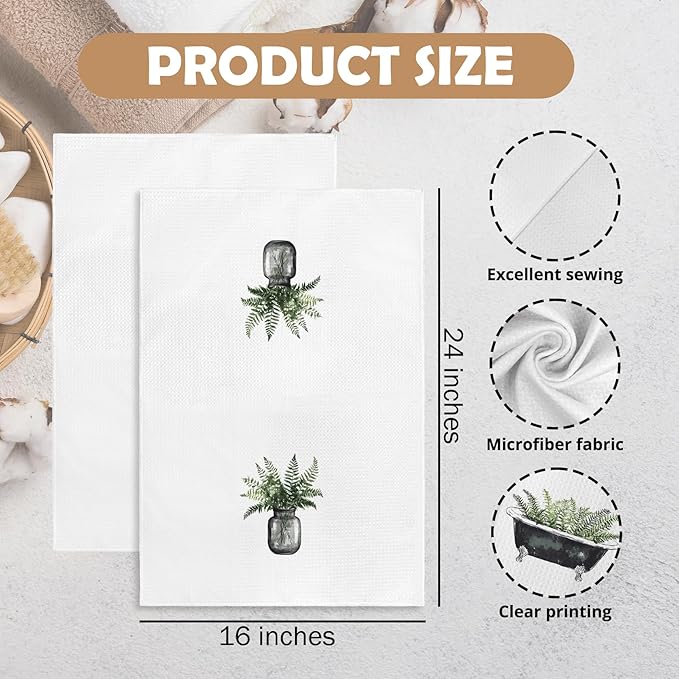 Sage Green Eucalyptus Kitchen Towels Set of 2, Sage Green Bathroom Decor