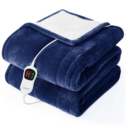 Homemate Electric Heated Blanket Twin - 62"x84" Heating Bed Blankets Throw with 10 Heating Levels 8 Hours Auto Off Fast Heating Over-Heated Protection Ultra Soft Warm Flannel ETL Certified Grey