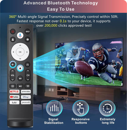 Universal Smart Remote Compatible with Hisense TV Remote Control Replacement 2025-2015, Voice, Bluetooth, Hisense Google, Android, Laser, Canvas TVs, 4K UHD, HD, Mini-LED, ULED