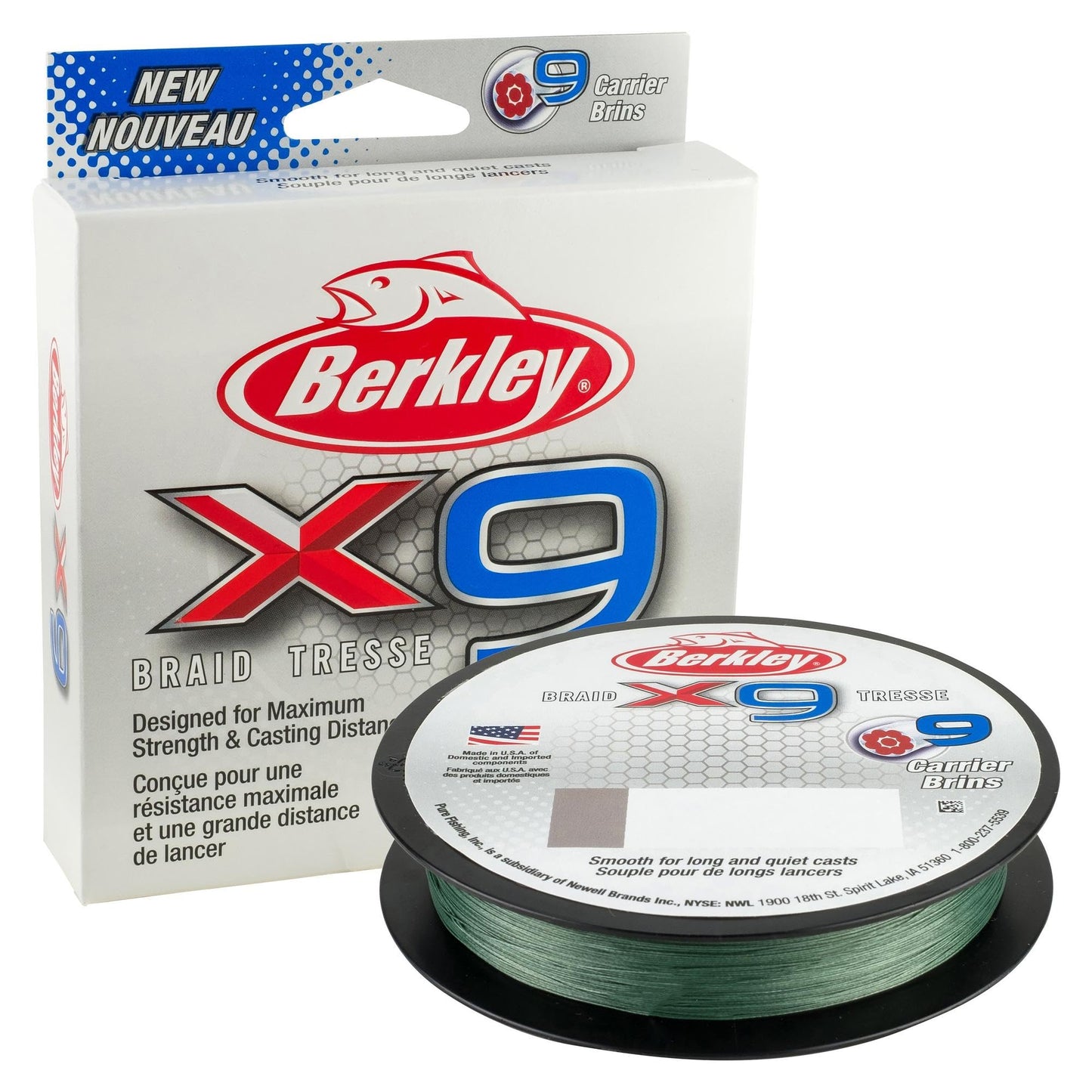 Berkley Jordan Lee x9 Braid Superline, Flame Green, 20-Pound Break Strength, 164yd Fishing Line, Suitable for Freshwater and Saltwater Environments