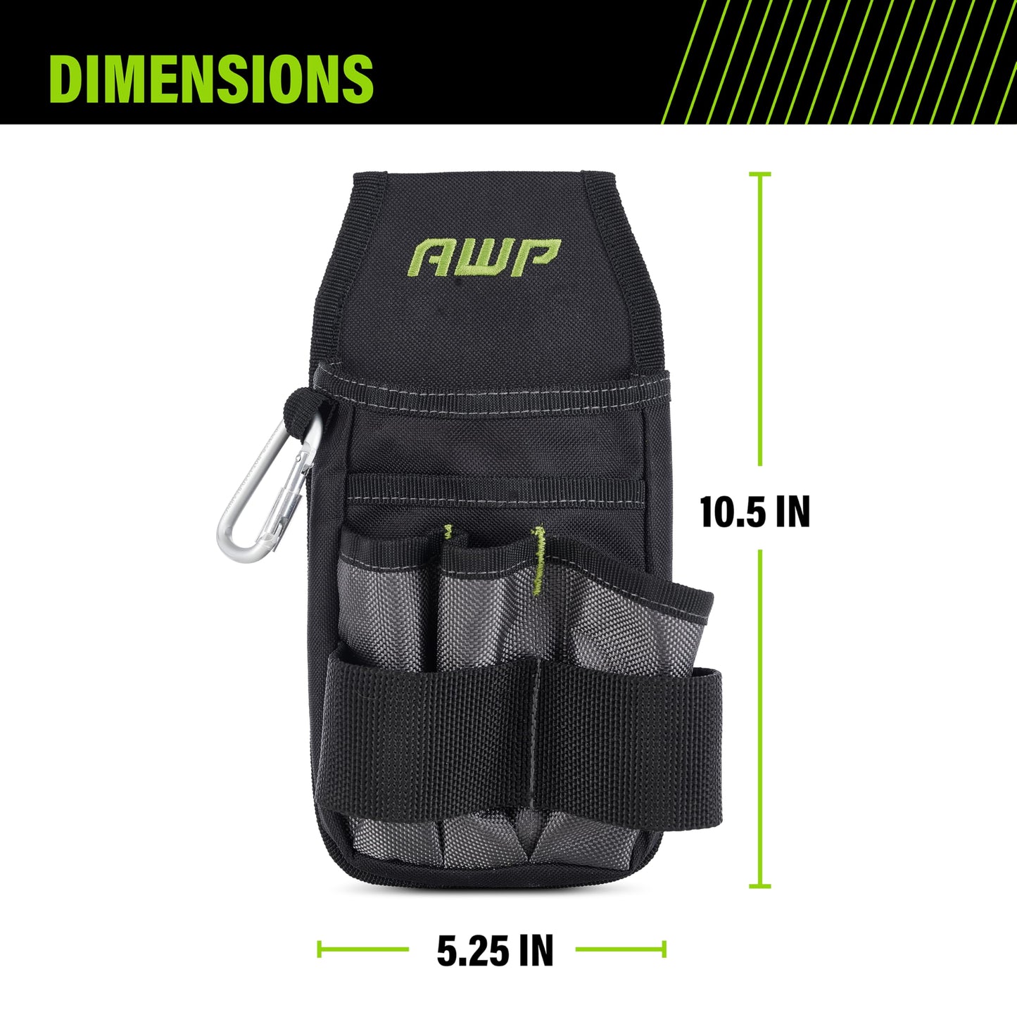 AWP Premium Tool Pouch Multi-Pocket Organizer for Electricians, Professional Tool Box for Efficient Organization, Black, 7 Pocket | L-804-1