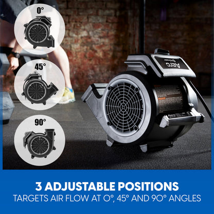 Vacmaster AM201R 3 Speed Floor Fan, 156W 550 CFM Air Mover, Utility Blower Fan, Carpet Dryer for Drying, Cooling & Circulation