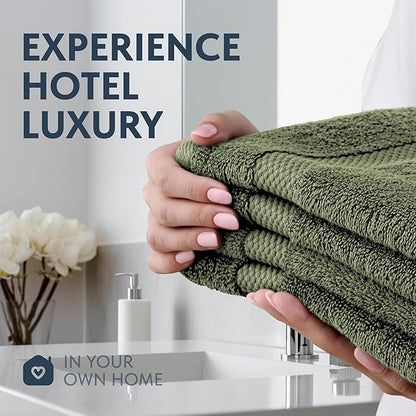 White Classic Luxury Forest Green Hand Towels