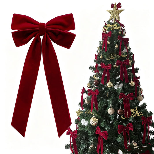 36PCS Burgundy Velvet Bows for Christmas Tree, 4x8" Pre-made Luxury Velvet Ribbon Bows Ornaments with Twist Ties & Self Adhesive for Xmas Tree Wreath Garland Gift Wrapping Home Indoor Outdoor Decor