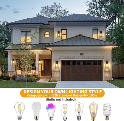 18'' Large Outdoor Wall Lights 2 Packs, Modern Brown Exterior Lighting Fixtures, Waterproof Outdoor Sconces Porch Light for House Wall Mount, Farmhouse Wall Lanterns for Front Door, Garage