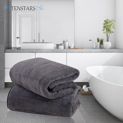 TENSTARS Silk Hemming Bath Towels
