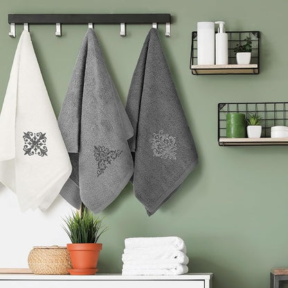 3 Pcs Decorative Gray Hand Towels