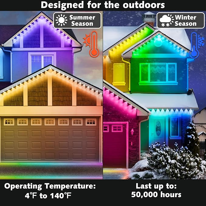SINLEY Permanent Outdoor RGB Lights,Waterproof Smart LED Eaves Lights with App/Remote Control,for Christmas and All Holiday Decor,Daily and Accent Lighting,House Roof and Garden Lighting (100FT)