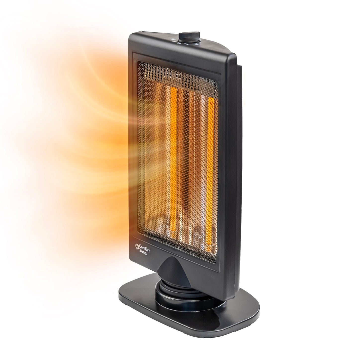 Comfort Zone Oscillating Portable Space Heater, Flat Panel, Halogen, Infrared, Electric, Adjustable Tilt, Overheat Sensor, Stay-Cool, & Tip-Over Switch, Ideal for Home, Bedroom, & Office, 800W, CZHTV9