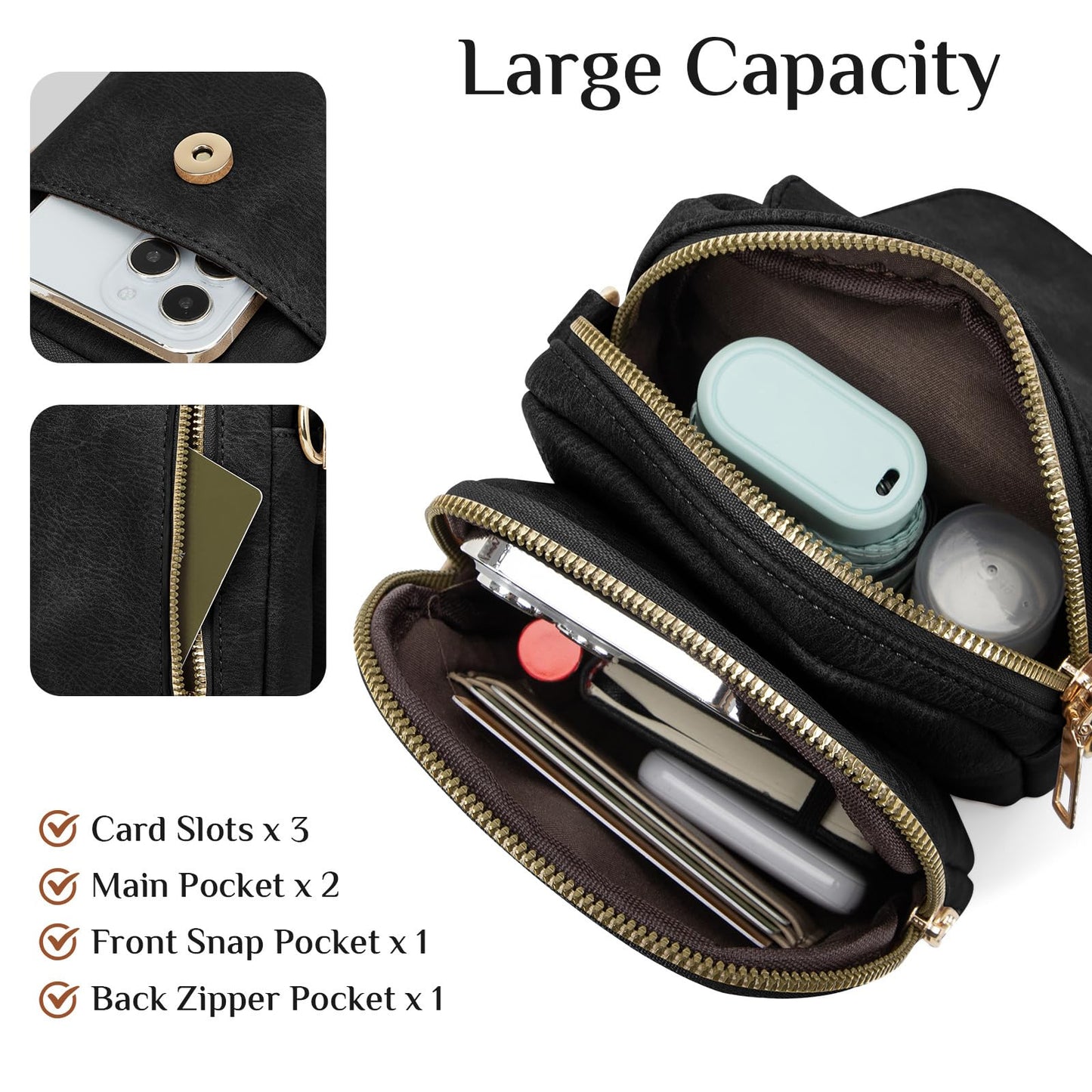 Fashion Small Crossbody Bags for Women Trendy Designer Cell Phone Purses Wallets with Card Holder Anti Theft Travel