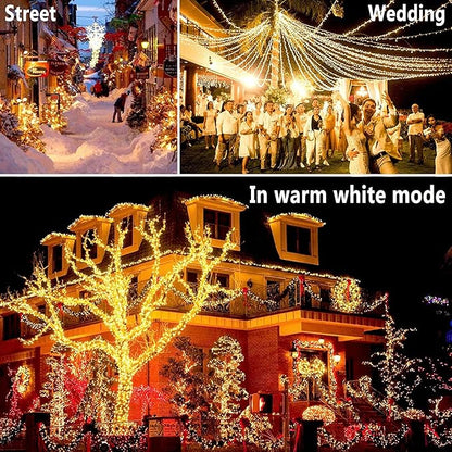 KNONEW 403ft 1000 LED Christmas Lights Color Changing String Lights Outdoor with 11 Modes for Xmas Tree Trunk Yard Porch Outdoor Wedding Party Decorations (Warm White to Multicolor)