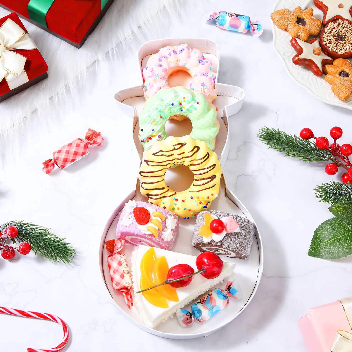 Dunzoom Large Christmas Cardboard Letter Charcuterie Box 12'' Fillable Tray Charcuterie Box for Christmas Party Decorations Chocolate Candy Cupcake Container(Snowman)