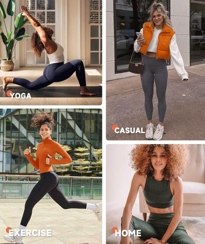 GAYHAY Leggings with Pockets for Women - 19" / 25" Yoga Pants High Waist Tummy Control Compression for Workout Black