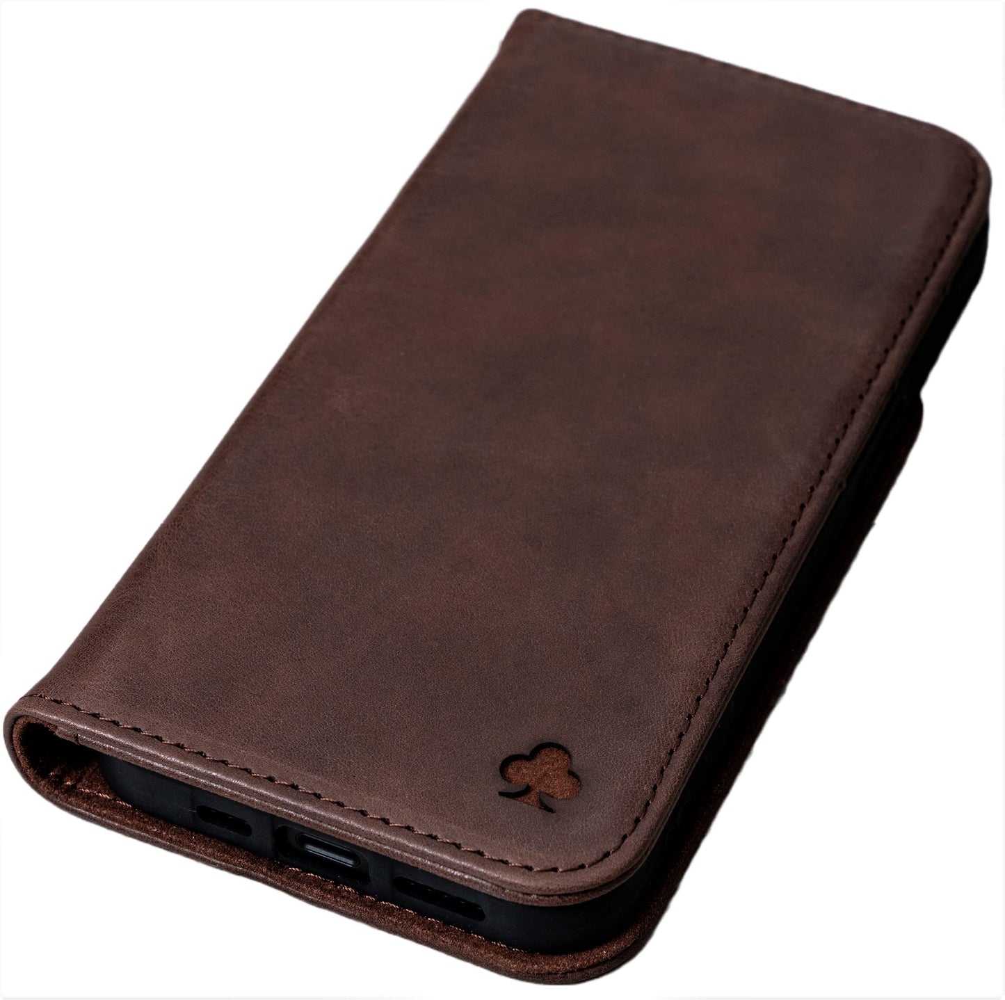 Porter Riley - Leather Case for iPhone SE 2022/20 and iPhone 8 / iPhone 7. Premium Genuine Leather Stand/Cover/Wallet/Flip Case with Card Slots & Horizontal Stand (Chocolate Brown)