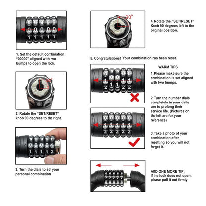 Via Velo Bike Chain Lock, 5-Digit Resettable Combination Heavy Duty Anti-Theft Bicycle Lock, 2.95 Ft Security Bike Locks for Scooter, Motorcycle, Gate, Fence, Valuables Etc(Orange)