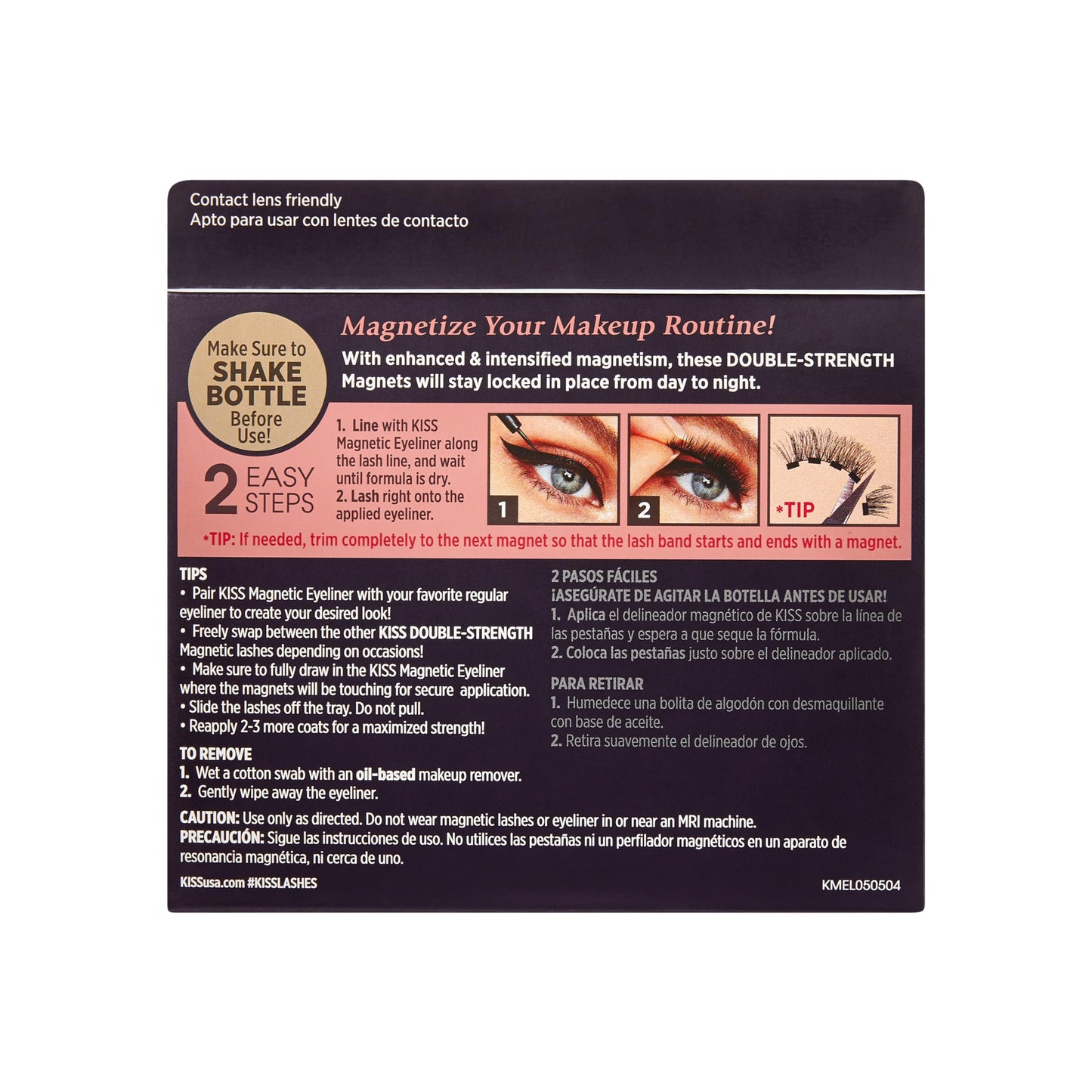 KISS Magnetic Lashes, Crowd Pleaser, 1 Pair of Synthetic False Eyelashes With 5 Double Strength Magnets, Wind Resistant, Dermatologist Tested Fake Lashes Last Up To 16 Hours, Reusable Up To 15 Times