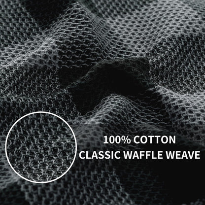 Homaxy Kitchen Towels and Dishcloths Set, 12 x 12 and 13 x 28 Inches, Set of 8 100% Cotton Waffle Weave Check Plaid Kitchen Dish Towels, Super Soft and Absorbent Dish Cloths, Black & Grey
