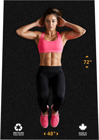 Rubber King Multi-Purpose Exercise Mat - 4' x 6' x 3mm - 100% Recycled Thick Rubber Mat for Home Gym Flooring, Non-Slip, Low-Odor Durable Workout Mat for Indoor/Outdoor, Shoe-Friendly - Black