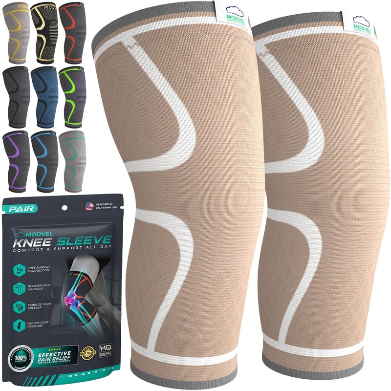 Compression Knee Brace for Men & Women - 2 Pack Support Sleeves for Running, Pain Relief & Injury Recovery | Ideal for ACL & Arthritis