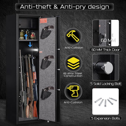 ANXINWEI 8-10 Gun Safe, Dual Alarm Gun Safe for Rifles and Pistols, No Assembly Gun Cabinets for Rifles And Shotguns, Quick Access Rifle Safes for Home