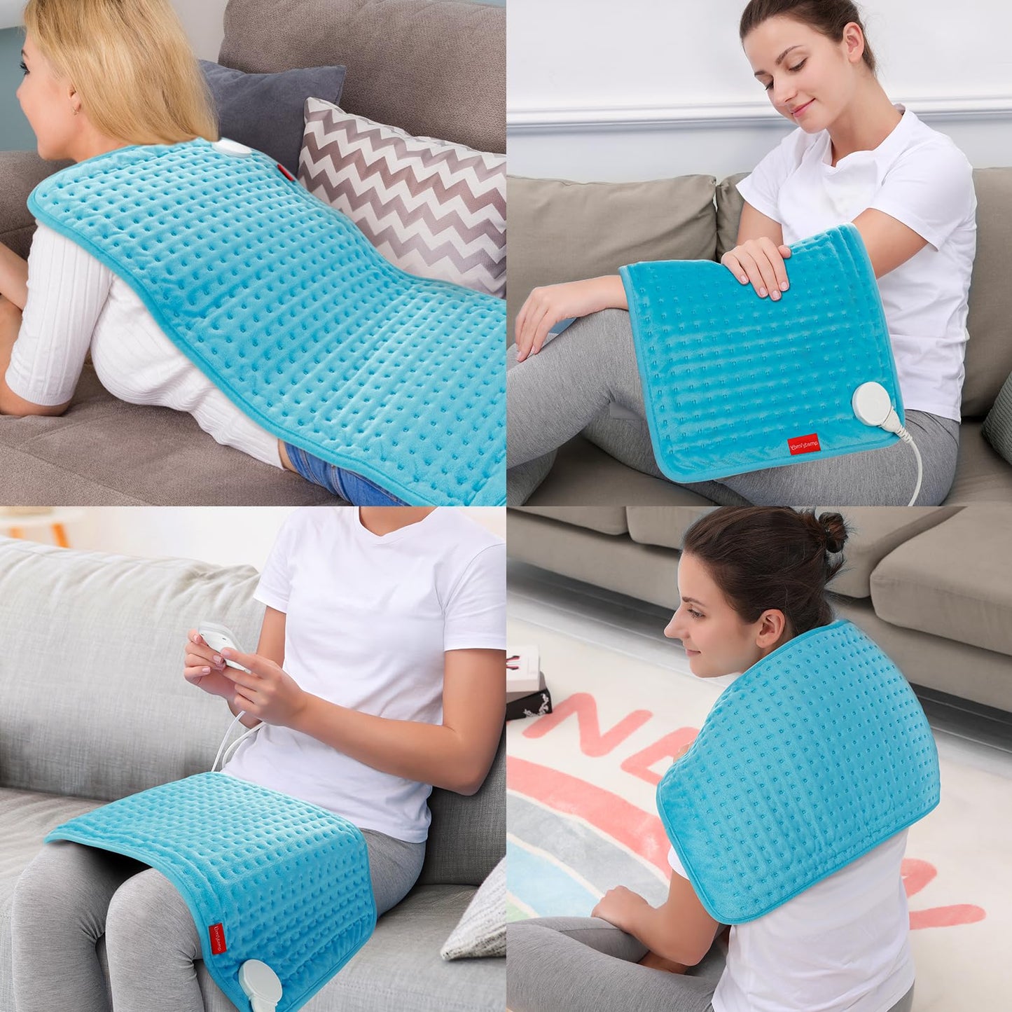 Comfytemp Heating Pad for Back Pain & Cramps Relief, FSA Eligible Electric Large Heat Pad, 2H Auto Off, Christmas Gifts for Women Men Mom Dad, HSA Moist Neck Shoulder Heated Pad, Washable, 12"x24"
