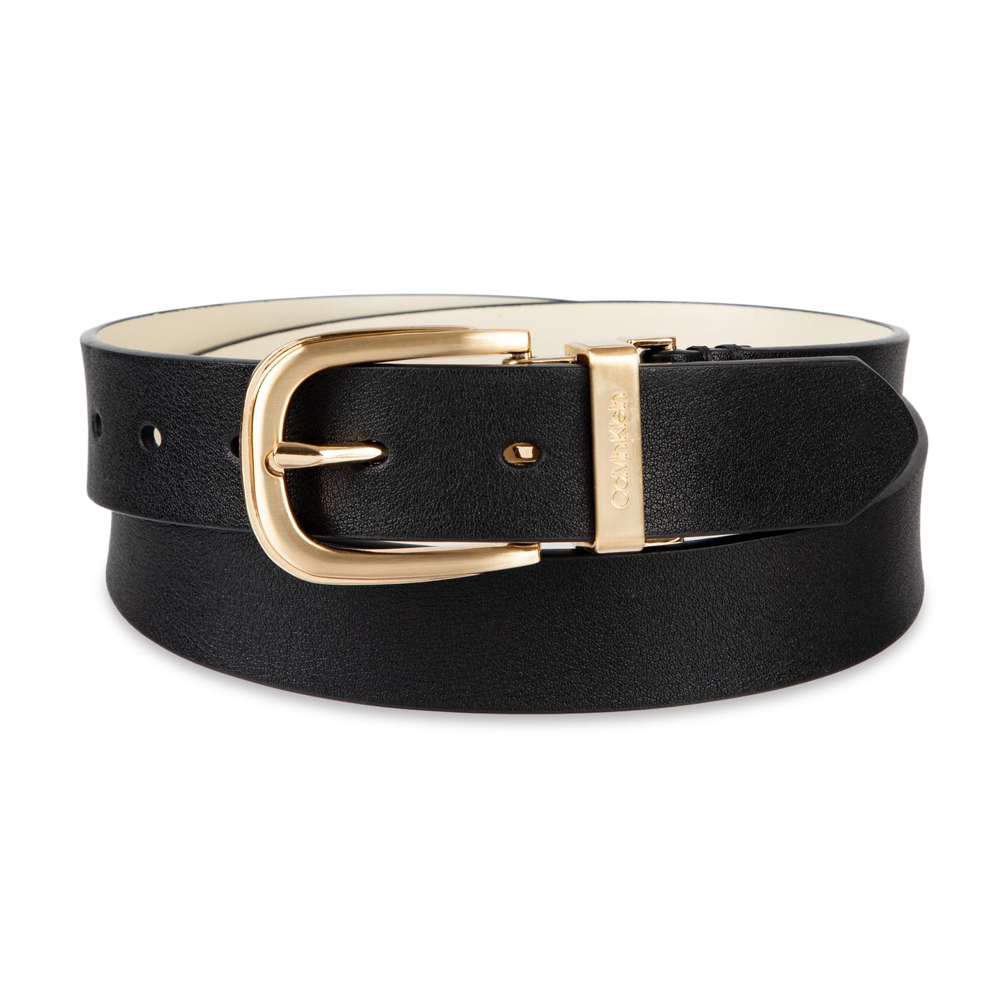 Calvin Klein Women's Shankless Reversible Dress Belt, Black/Bone, Medium