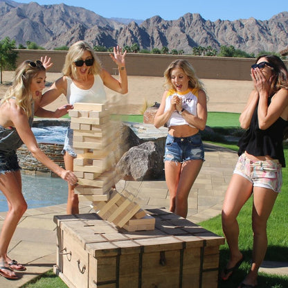 GoSports Giant Wooden Toppling Tower - Stacks Up to 5 ft - Natural Wood
