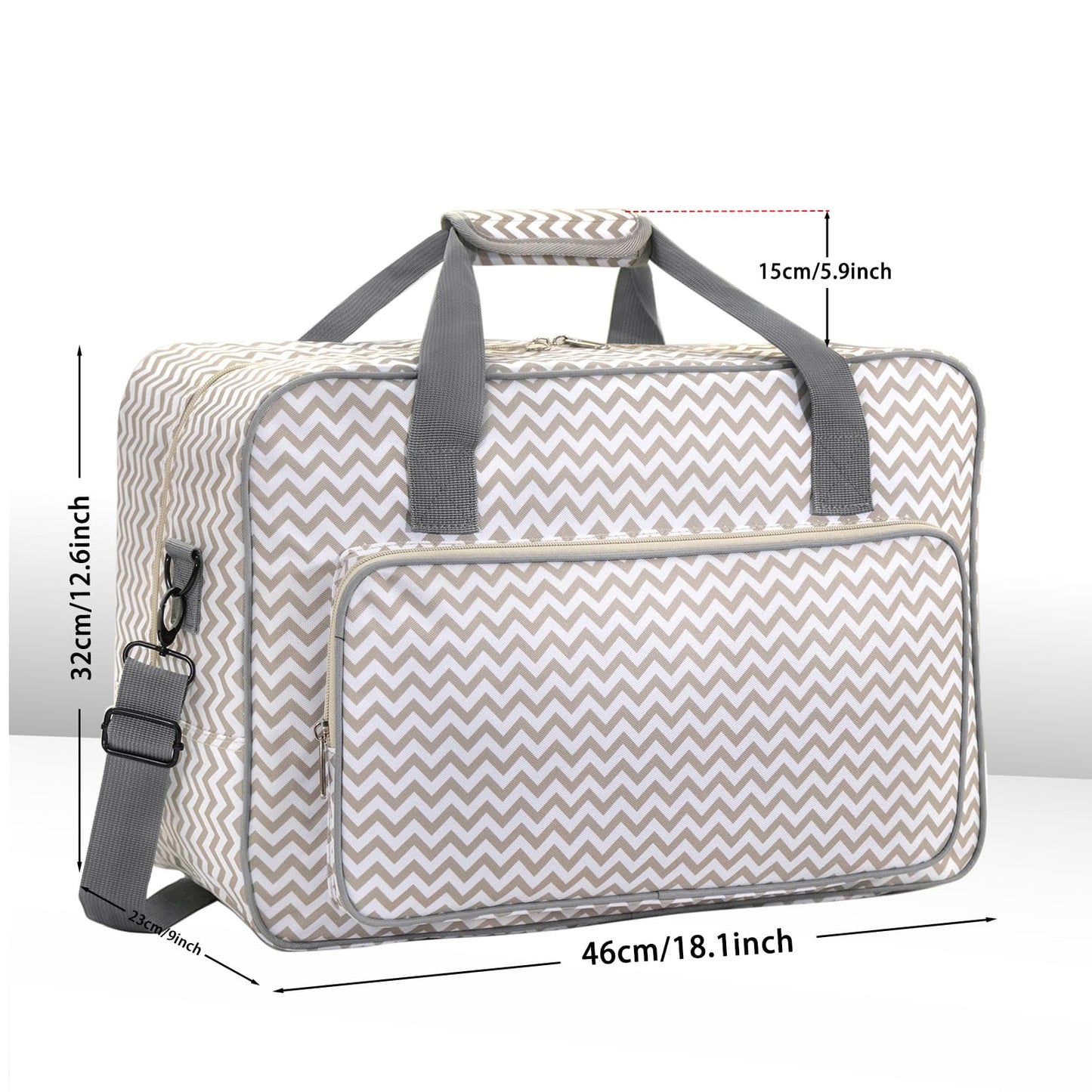 Haroranax Sewing Machine Case - Travel sewing machine bag with handle - New Sewing Machine Carrying Case - Suitable for Singer, Brother, Janome, and Most Standard Sewing Machine (White)
