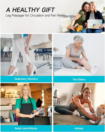 ALLJOY Leg Massager for Circulation and Pain Relief FSA, Christmas Gifts for Men Women Dad Mom, Leg Massager with Heat and Compression, 2 Heat 5 Modes 4 Intensities 4 Extenders