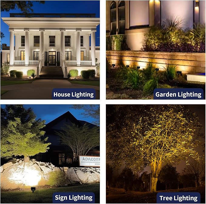Gardenreet Landscape Flood Light - Low Voltage LED Wall Wash Light, Brightness & Warm White Cool White Adjustable, 12V Outdoor Aluminum Waterproof Black Wide Angle Lighting for Tree Wall Yard
