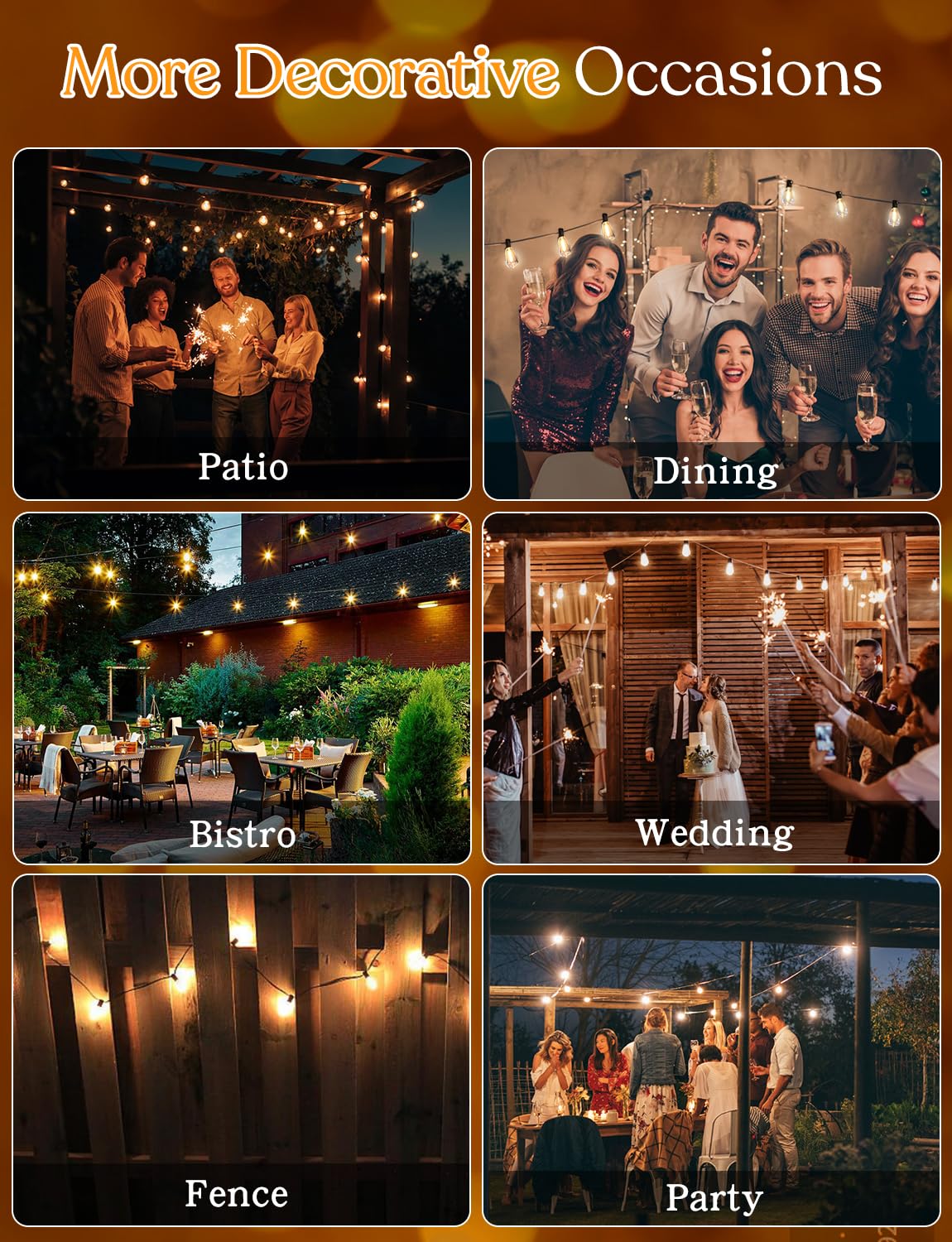 YOYONACY 100 FT Outdoor String Lights for Outside, IP65 Waterproof ST38 LED Shatterproof Bulbs, Dimmable & Timable, 3 Light Modes, Hanging Patio Edison Lights for Porch Backyard Cafe Bistro