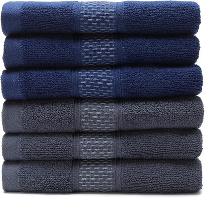 Cotton Hand Towels Set, 6-Piece Set, Super Absorbent Quick Drying, Bathroom