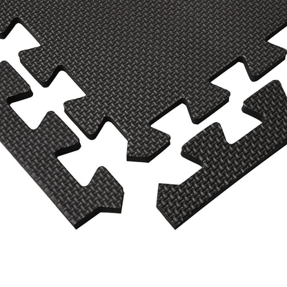 DEAYOU 16 Tiles Interlocking Foam Mat Floor Tiles, 12" x 12" EVA Foam Puzzle Mat with Borders, 0.4" Thick Soft Protective Exercise Padding Mats for Fitness, Play, Gym, Black and Cream White