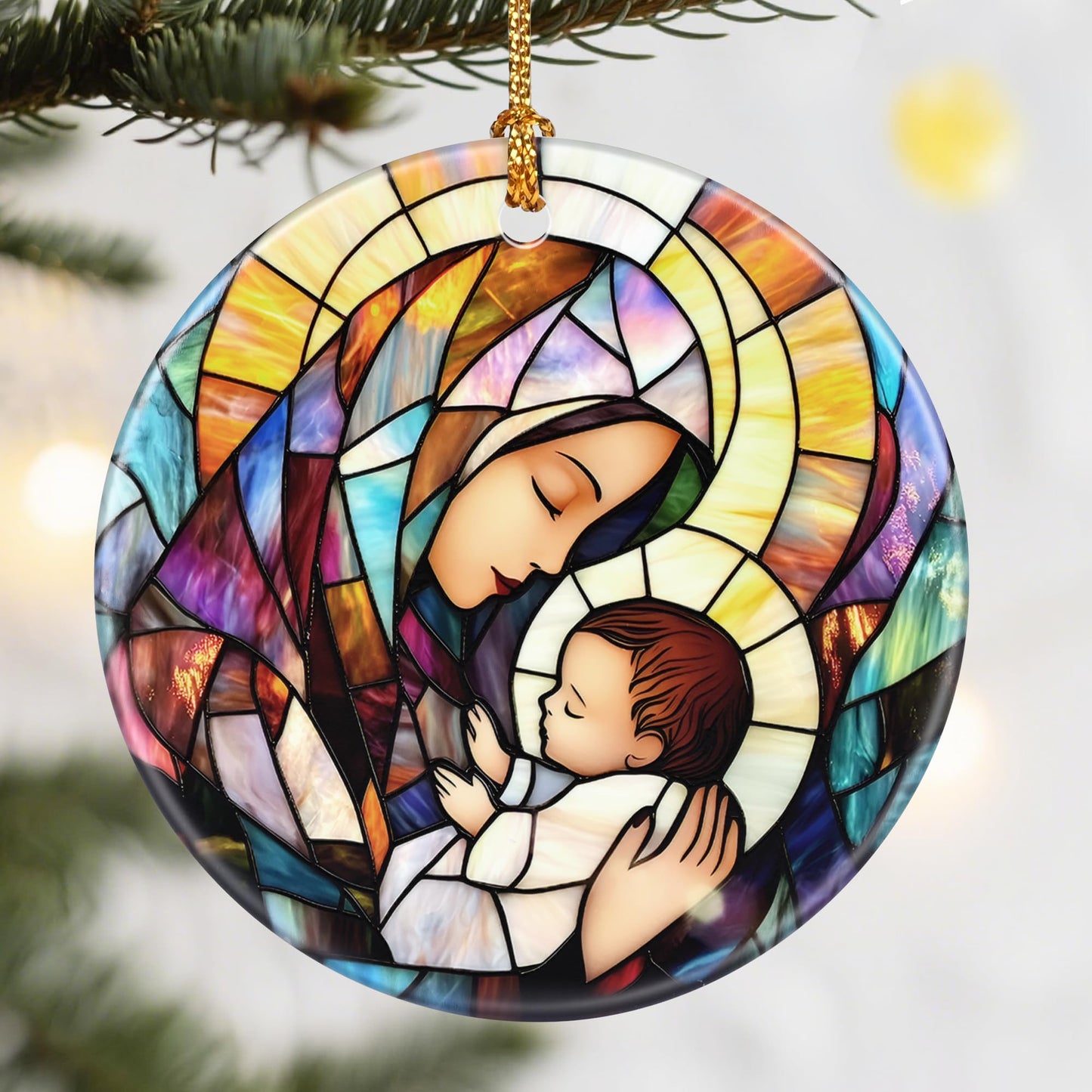 Virgin Mary Christmas Ornament, Dodosky 2.8in Ceramic Religious Xmas Decor, Christmas Tree Ornaments, Xmas Decorations for Tree, Holiday Ornament, Gift Ideas, Christian Gifts, Religious Gifts