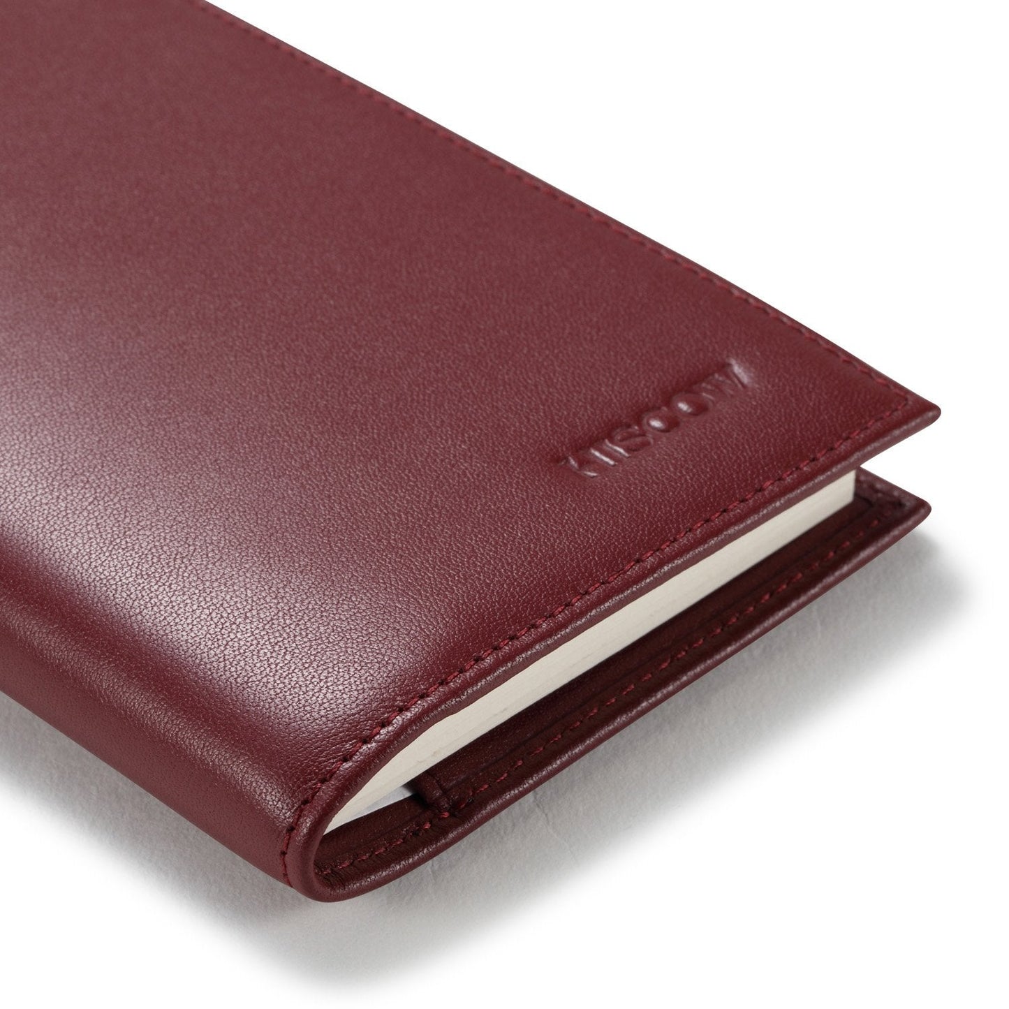 HISCOW Leather Checkbook Cover for Women & Men - Italian Calfskin (Wine Red)