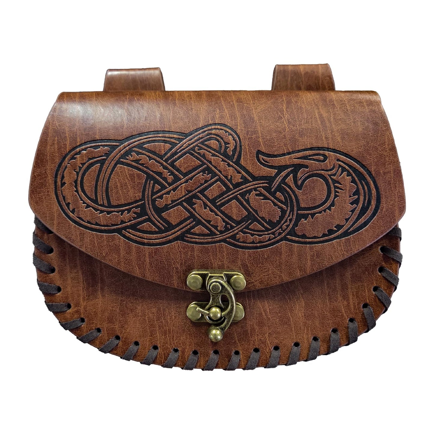 HiiFeuer Viking Craft Kits Belt Bag, Vintage DIY Kits Medieval Faux Leather Side Pack, Portable Belt Pouch for Ren Faire (Brown A)