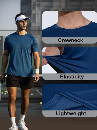 CuterzClub Mens Shirts Quick Dry Fit Tshirts Moisture Wicking Workout Gym 5 Pack Casual Summer Work Athletic Tee Running Fitted Sport Performance Lightweight Short Sleeve T-Shirt Multipack 1, XL