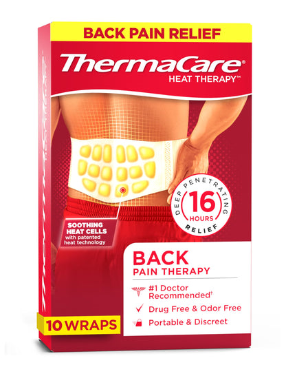 ThermaCare Advanced Back & Hip HeatWraps - Long-Lasting, Disposable Heat Therapy for Lower Back Pain, Muscle Soreness, & Herniated Discs - Drug-Free - L/XL - (10-Count)
